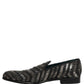 Black Silver Embellished Slip On Loafers Shoes