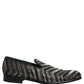Black Silver Embellished Slip On Loafers Shoes