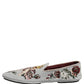 Gray Crown Rose Angel Embroidery Loafer Shoes