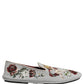 Gray Crown Rose Angel Embroidery Loafer Shoes