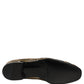 Gold Striped Sequin Embellished Loafer Shoes