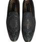 Black Floral Brocade Slip On Loafers Shoes