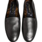 Silver Leather DG Logo Slip On Loafers Shoes