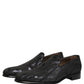 Black Brocade Men Slip On Dress Loafers Shoes
