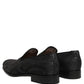 Black Brocade Men Slip On Dress Loafers Shoes