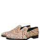 Beige Brocade Men Slip On Dress Loafers Shoes