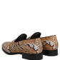 Beige Brocade Men Slip On Dress Loafers Shoes
