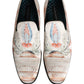 White Floral Vase Slip On Dress Loafers Shoes