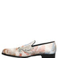White Floral Vase Slip On Dress Loafers Shoes