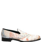 White Floral Vase Slip On Dress Loafers Shoes