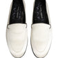 White Satin Logo Slip On Flats Loafers Shoes