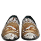 White Gold Sequined Slip On Loafers Shoes