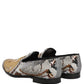 White Gold Sequined Slip On Loafers Shoes