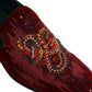 Maroon Sequin Gemstone Dress Loafers Shoes