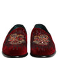 Maroon Sequin Gemstone Dress Loafers Shoes