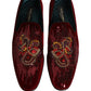 Maroon Sequin Gemstone Dress Loafers Shoes