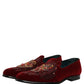 Maroon Sequin Gemstone Dress Loafers Shoes