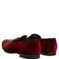Maroon Sequin Gemstone Dress Loafers Shoes