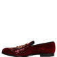 Maroon Sequin Gemstone Dress Loafers Shoes