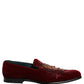 Maroon Sequin Gemstone Dress Loafers Shoes