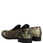 Brown Baroque Print Slip On Loafers Shoes