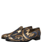 Blue Brocade Slip On Men Dress Loafers Shoes