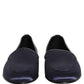Blue Satin Logo Slip On Flats Loafers Shoes
