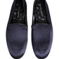 Blue Satin Logo Slip On Flats Loafers Shoes