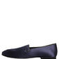 Blue Satin Logo Slip On Flats Loafers Shoes