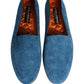 Blue Velvet Slip On Men Flats Loafers Shoes