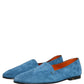 Blue Velvet Slip On Men Flats Loafers Shoes