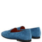 Blue Velvet Slip On Men Flats Loafers Shoes