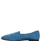 Blue Velvet Slip On Men Flats Loafers Shoes