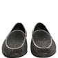 Black Crystal Embellished Men Loafers Shoes