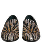 Gold Striped Sequin Embellished Loafer Shoes