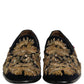 Black Gold Embroidery Dress Loafers Shoes