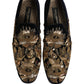 Black Gold Embroidery Dress Loafers Shoes