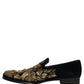 Black Gold Embroidery Dress Loafers Shoes