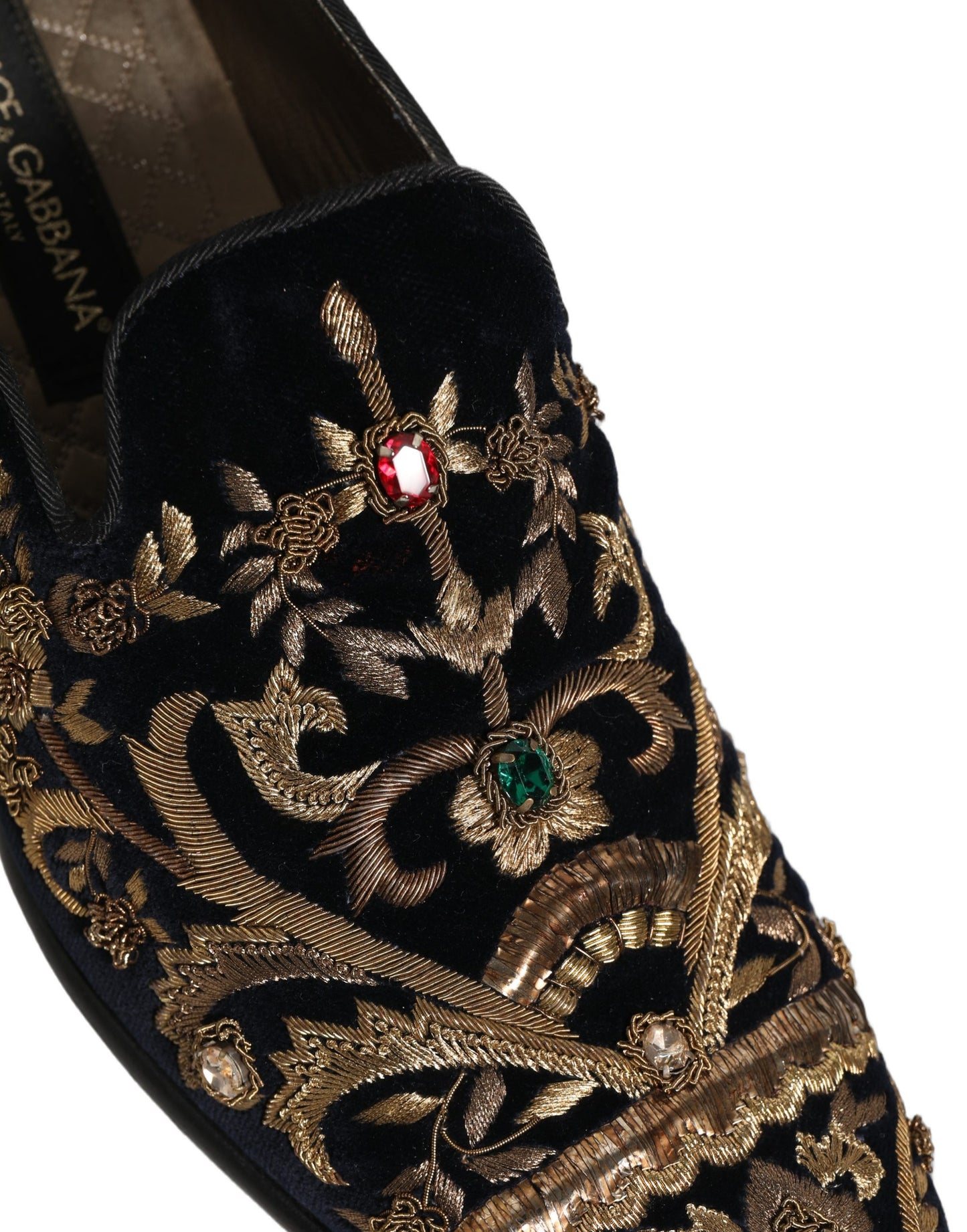 Black Velvet Embellished Dress Loafers Shoes