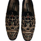 Black Velvet Embellished Dress Loafers Shoes
