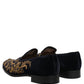 Black Velvet Embellished Dress Loafers Shoes