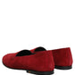 Red Suede Logo Slip On Flats Loafers Shoes