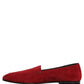Red Suede Logo Slip On Flats Loafers Shoes