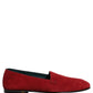 Red Suede Logo Slip On Flats Loafers Shoes