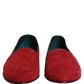 Red Suede Logo Slip On Flats Loafers Shoes