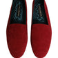 Red Suede Logo Slip On Flats Loafers Shoes