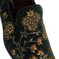 Green Floral Embroidery Dress Loafers Shoes