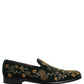 Green Floral Embroidery Dress Loafers Shoes