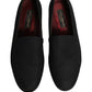Black Woven Men Slip On Dress Loafers Shoes