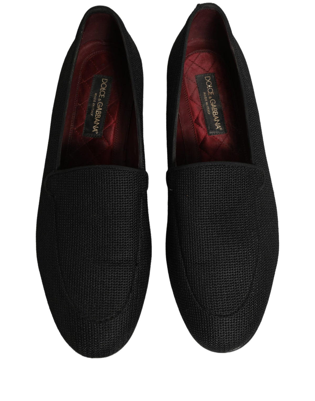 Black Woven Men Slip On Dress Loafers Shoes